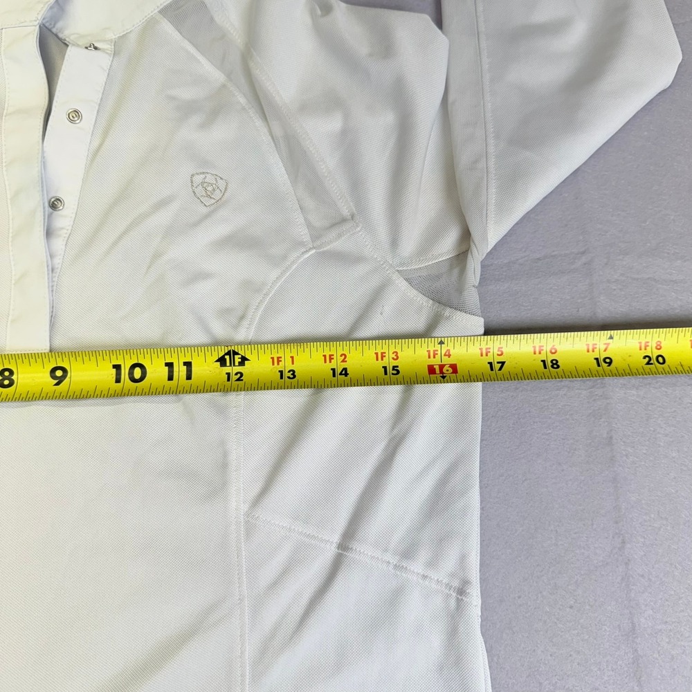 Ariat Sunstopper Pro 2.0 Show Shirt Women Small White LS 1/4 Zip Mesh Panels - Picture 5 of 9